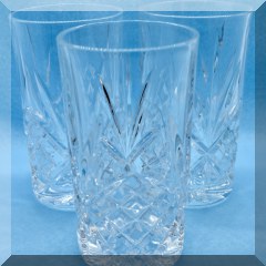 G32. Set of 16 pressed water glasses 6” - $32